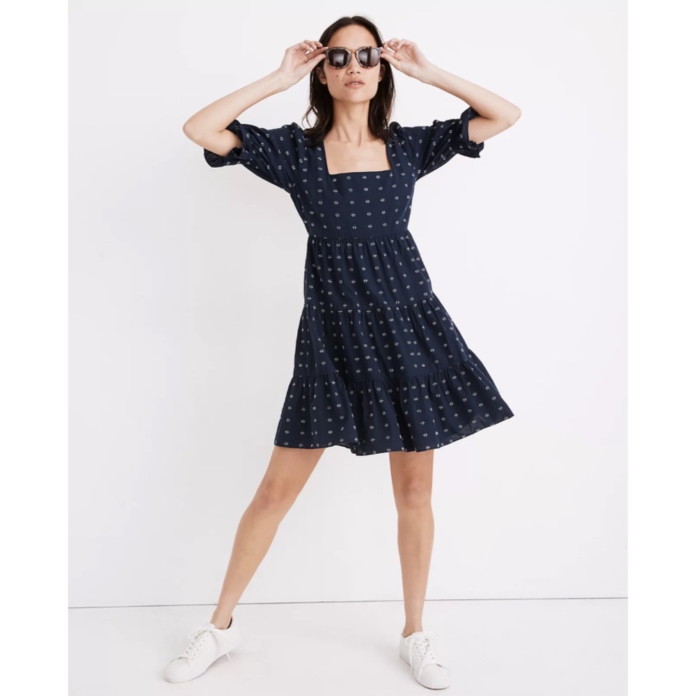 Madewell Square-Neck Puff-Sleeve Babydoll Dress